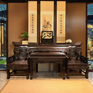 明清古典中堂六件套实木进口花梨木农村大厅堂屋供台香火条柜条案