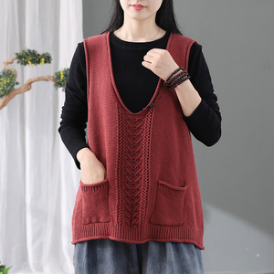 女士毛线背心宽松