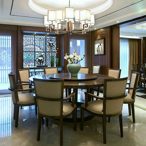 新中式实木餐桌餐椅家用圆形1.5米餐厅桌椅组合6-8人小户型圆桌