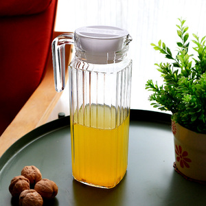 喜碧商用玻璃冷水壶凉水冷饮果汁泡凉茶有带盖饮料瓶壶方形