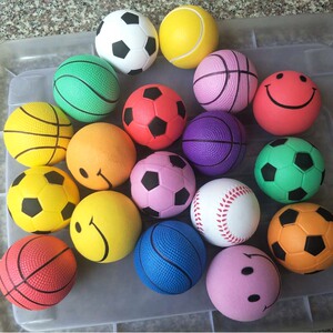 实心弹力球儿童迷你足球篮球棒球网球软体球幼儿园eva发泡小彩球
