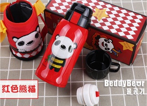 韩国beddy bear杯具熊儿童保温杯复古系列红蓝熊猫独角兽粉白色