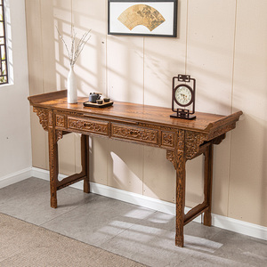 红木鸡翅木条案仿古供桌中式供台实木神台香案佛桌翘头案原木家具