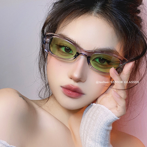 2024新品美式猫眼酷女孩墨镜y2k网红高级感小脸彩色镜片太阳眼镜