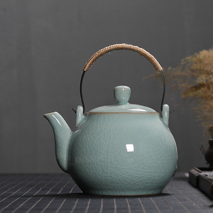 青瓷茶壶单壶大号龙泉冰裂陶瓷大容量功夫茶具泡茶提梁壶中式茶具