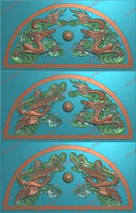 龙凤碑头帽子顶子精雕图双龙双凤精雕墓碑帽子帽头浮雕图二龙抢宝