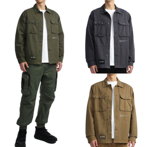 江江香港代购 izzue army 21秋冬男装军事风翻盖口袋长袖衬衫8100
