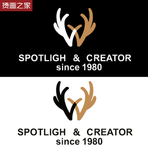 60英雄613淘宝黑白印象简约彩色字母鹿头男装烫画贴