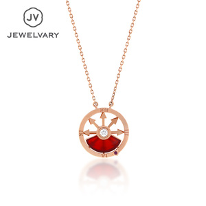 jewelvary新品"密码系列"-心动时刻 18K金钻石红宝吊坠项链