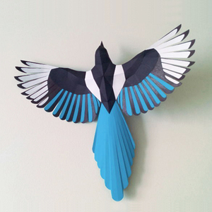 喜鹊鸟动物壁挂简约现代工作室大厅玄关装饰创意几何手工纸模型