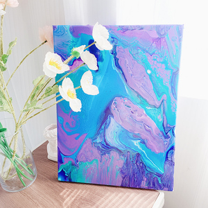 diy流体画 创意自制丙烯颜料油画 风景画材料套装棉花布框装饰画