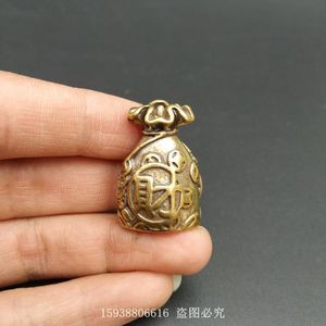 特惠古玩古董铜器收藏仿古老黄铜钱袋子风水小挂件老物件