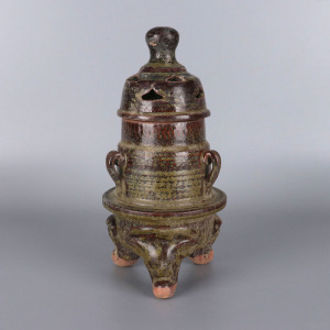 宋越窑茶叶末釉熏香炉做旧仿古瓷器古玩董收藏品古典家居装饰摆件