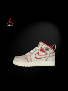 Jordan AJ 1 儿童鞋白红色兔八哥高帮板鞋篮球鞋男女大小童运动鞋