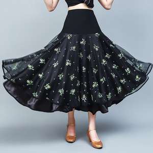 交际舞舞蹈裙新款跳舞裙女士华尔兹探戈舞裙摩登交谊舞半身大摆裙