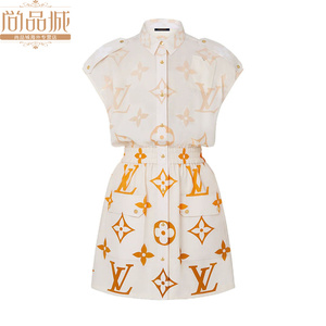 louis vuitton/路易威登女士渐变真丝松紧腰身衬衫连衣裙1a8rca