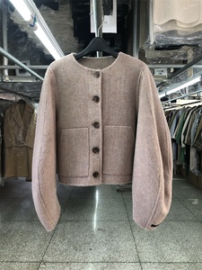 双面羊毛大衣女短款小个子2023年秋冬新款韩版宽松弯弯袖毛呢外套