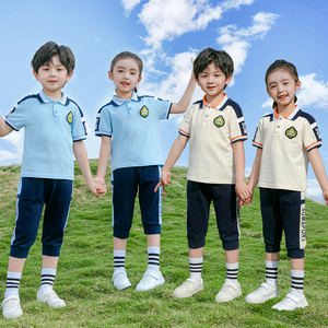 幼儿园园服夏季班服儿童纯棉短袖T恤七分裤中小学生校服运动套装