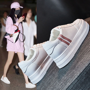 明星同款小白鞋女2019春季新款百搭韩版厚底内增高网红松糕鞋板鞋