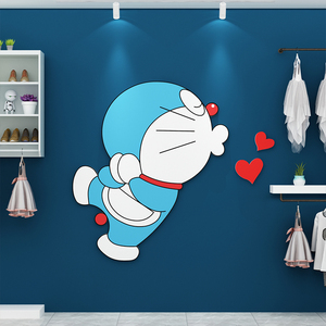 哆啦a梦童装店铺网红装饰摆件橱窗场景布置道具墙面壁画贴纸创意