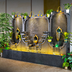 流水喷泉水幕墙屏风景观客厅庭院鱼池招财风水球假山水池落地摆件