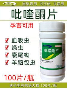 兽药兽用正品吡喹酮片猪牛羊犬猫鸡鸭专用驱血吸虫打绦虫灭脑包虫