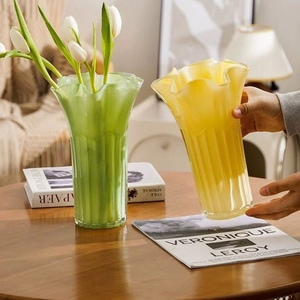 创意白菜花瓶花瓣花瓶摆件简约客厅餐桌样板房花器插花玻璃软装饰