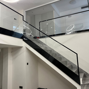 宁波侧装窄边玻璃扶手铝合金u型卡槽别墅玻璃固定不锈钢楼梯包边