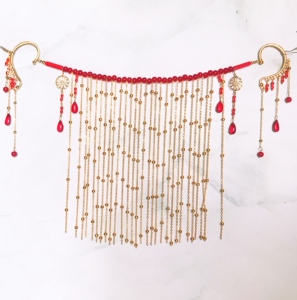 秀禾服头饰流苏汉服面帘古风遮脸饰品古代面纱古风cos古装遮面