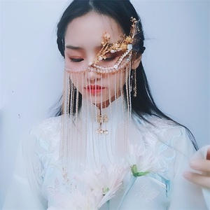 古风半面妆面饰古装脸饰cos古代女头饰新娘遮面古装假面半脸面具