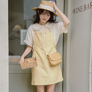 喵宁酱  2022春夏新款文艺甜美小个子背带裙减龄可爱时尚温柔少女