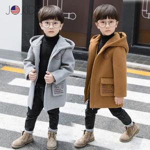 美国JO童装男童冬装新款呢子外套中大童2-6岁韩版中长款毛呢大衣