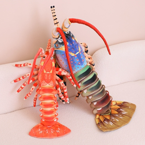 仿真澳洲龙虾公仔毛绒玩具海洋动物搞怪小龙虾玩偶抱枕拍照道具女