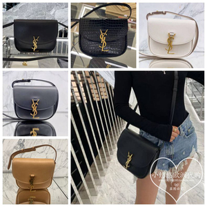 正品代购ysl圣罗兰女包复古金扣kaia马鞍包牛皮翻盖包单肩斜挎包