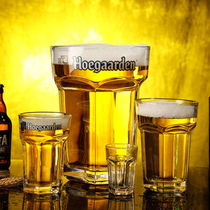 福佳白精酿啤酒杯网红创意家用玻璃超大号扎啤杯六角比利时啤酒杯