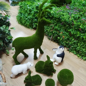 青苔植绒绿色小鹿小熊 森林系列仿真动物植物 庭院摆放店面装饰
