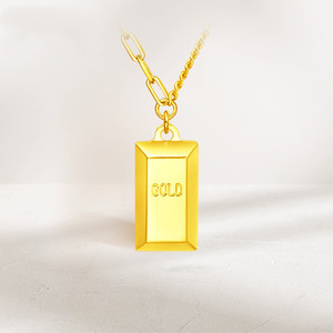 周大福焕美小金条999黄金项链女足金金砖纯金吊坠 情人节生日