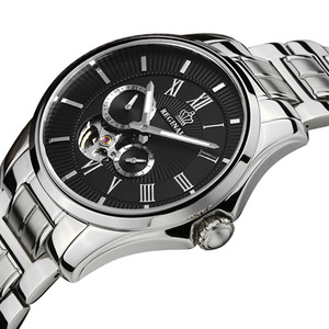 商务男防水腕表深度士手表皇冠全自动镂空机械表精钢个性时尚圆形