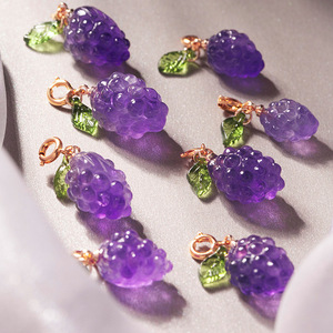 天然紫水晶多肉葡萄吊坠小提溜水晶手串配饰件散珠小花