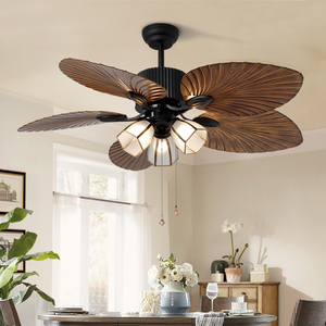芭蕉叶仿古风扇灯一体客厅餐厅灯led饭厅遥控吊扇灯田园美式复古