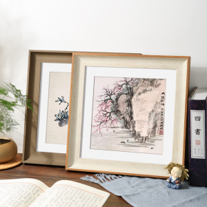 中式国画框装裱挂墙正方形相框书法字画作品38十字绣裱框架定制50