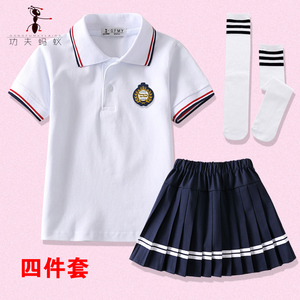 女童小学生校服套装儿童班服夏季短裙POLO衫学院风半身裙表演服装