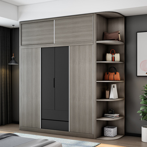 北欧推拉门衣柜四门简约现代移门柜子组合经济型家用卧室大衣橱