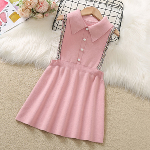 女童毛衣背心裙春秋装2021新款洋气学院风儿童小女孩针织连衣裙子