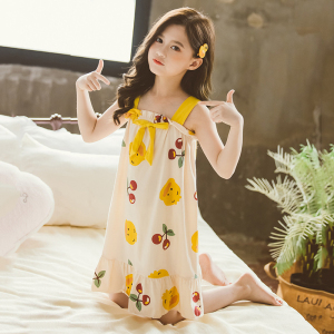 女童夏天吊带睡裙纯棉薄款中大童八岁女孩夏款睡衣连衣裙家居服10