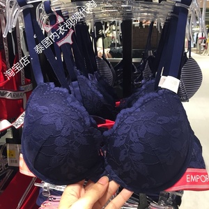 专柜正品 代购意大利阿玛尼 奢侈品 蓝色 蕾丝 文胸内衣 套装