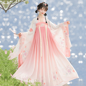 广袖流仙裙粉色超仙气日常上班穿秋夏款改良连衣裙夏季古装6人付款