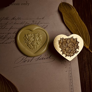 【爱心玫瑰】玫瑰火漆印章异形浮雕3d立体复古章手帐信封火漆小章