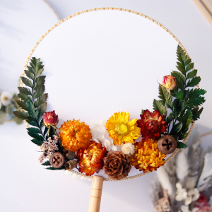 古风永生花干花团扇手工diy材料包 手工制作干花扇子家居装饰摆件
