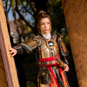 百炼铸甲 鱼鳞直身甲 中国甲胄古代铠甲盔甲男女金银格斗战斗服装